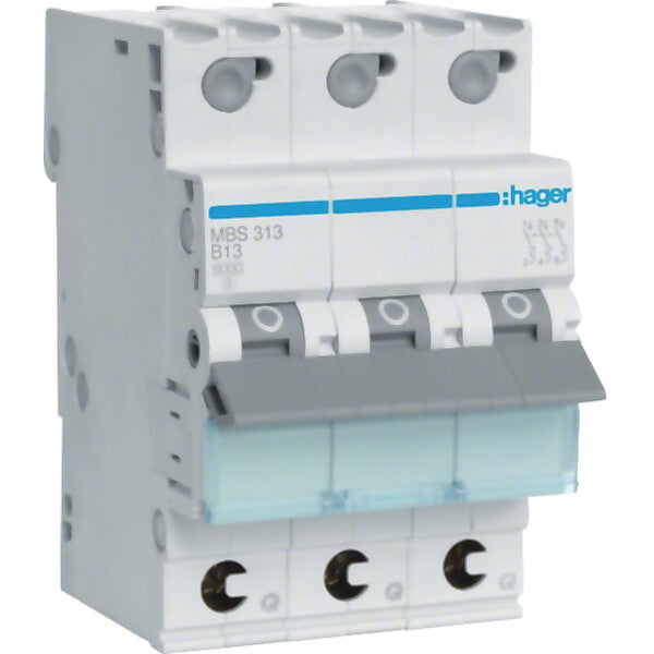 Hager Leitungsschutzschalter 3p. B-13A,6kA,3M QC MBS313
